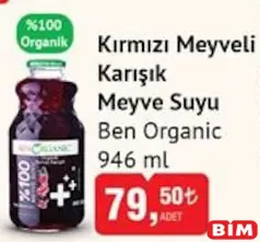 BEN ORGANİC KIRMIZI MEYVELİ KARIŞIK MEYVE SUYU ORGANİK 946 ML BEN ORGANİC KIRMIZI MEYVELİ KARIŞIK MEYVE SUYU ORGANİK 946 ML